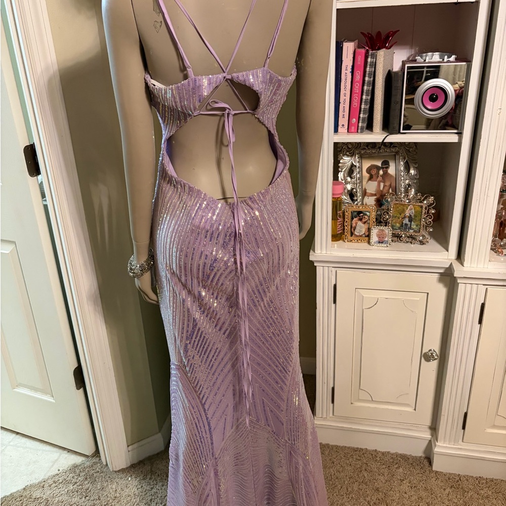B Darlin Lavender Sequin Maxi Dress - Picture 5 of 7